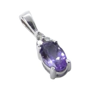 10K Amethyst Oval & Diamond Gold Pendant